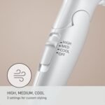 Panasonic nanoe Compact Hair Dryer with Oscillating Quick Dry Nozzle for Healthier-Looking Hair, Folding Blow Dryer for Travel and Home, 3 Airflow Hairdryer Settings - EH-NA2C-W...