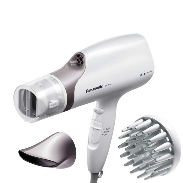 Panasonic Nanoe Salon Hair Dryer with Oscillating QuickDry Nozzle, Blow Dryer with Diffuser and Concentrator Attachments, 3 Speed Heat Settings for Easy Styling and Healthy Hair...