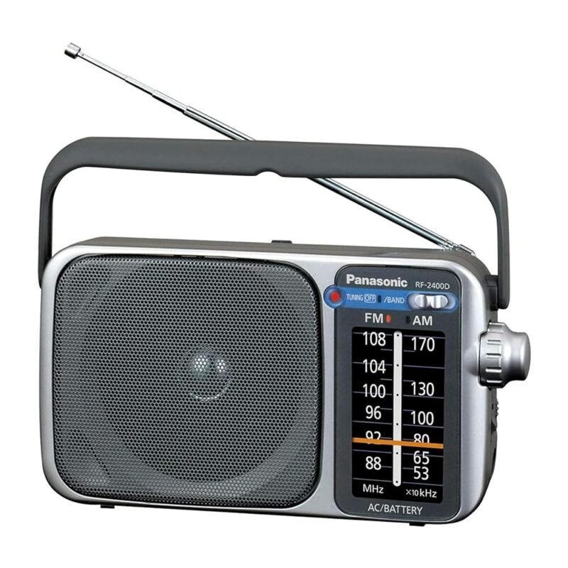 Panasonic Portable AM / FM Radio, Battery Operated Analog Radio, AC Powered, Silver (RF-2400D)