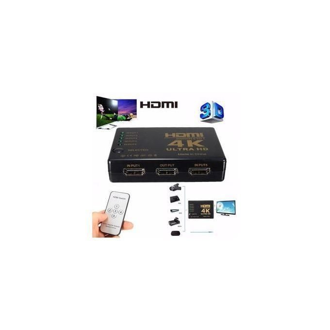 Partagez ce produit Switch HDMI 4K (5 Entrées /1 Soirtie) +Télécommande - Noir