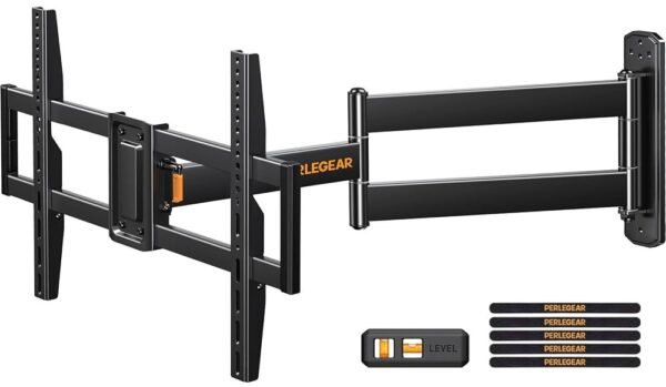 Perlegear Corner TV Wall Mount Long Arm TV Mount Bracket for 32-75 Inch TVs-Full Motion Wall Mount with 32.37” Extension & Swivel Articulating Arm & Tilt, MAX VESA 600x400mm,...