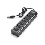 Répartiteur d'alimentation USB 3.0 à 7 ports haute vitesse avec interrupteur marche/arrêt résistant - Noir