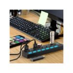 Répartiteur d'alimentation USB 3.0 à 7 ports haute vitesse avec interrupteur marche/arrêt résistant - Noir