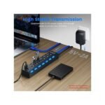 Répartiteur d'alimentation USB 3.0 à 7 ports haute vitesse avec interrupteur marche/arrêt résistant - Noir