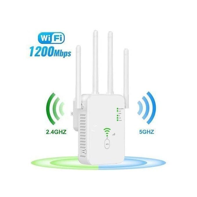 Répéteur Wi-Fi sans fil 1 200 Mbps, amplificateur de signal Wi-Fi double bande 2,4 GHz, 5 GHz