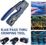RJ45 Crimp Tool Kit Pass Thru Ethernet Crimper for Cat5e Cat6 Cat6a 8P8C Modular Connectors, All-in-One Cat6 Crimping Tool and Tester(9V Battery Not Included)