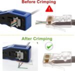 RJ45 Crimp Tool Kit Pass Thru Ethernet Crimper for Cat5e Cat6 Cat6a 8P8C Modular Connectors, All-in-One Cat6 Crimping Tool and Tester(9V Battery Not Included)