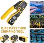 RJ45 Crimp Tool Kit Pass Thru Ethernet Crimper for Cat5e Cat6 Cat6a 8P8C Modular Connectors, All-in-One Cat6 Crimping Tool and Tester(9V Battery Not Included)