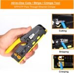 Solsop Pass Through RJ45 Crimp Tool Kit All-in-One Ethernet Crimper Cat7 Cat6 Cat5 Crimping Tool with Network Cable Tester, 50-Pack Cat6 RJ45 Pass Through Connector, 50-Pack...