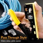 Solsop Pass Through RJ45 Crimp Tool Kit All-in-One Ethernet Crimper Cat7 Cat6 Cat5 Crimping Tool with Network Cable Tester, 50-Pack Cat6 RJ45 Pass Through Connector, 50-Pack...