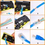 Solsop Pass Through RJ45 Crimp Tool Kit All-in-One Ethernet Crimper Cat7 Cat6 Cat5 Crimping Tool with Network Cable Tester, 50-Pack Cat6 RJ45 Pass Through Connector, 50-Pack...