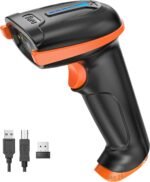 Tera Barcode Scanner Wireless 1D Laser Cordless Barcode Reader with Battery Level Indicator, Versatile 2 in 1 2.4Ghz Wireless and USB 2.0 Wired