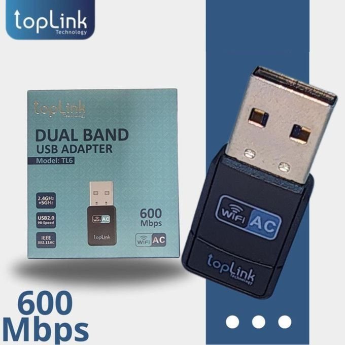 TOPLINK Clé Wifi USB 2.0 WIFI Adapateur 600 Mbps - Noir - 802.11AC