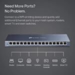 TP-Link 16 Port Gigabit Ethernet Network Switch, Desktop/ Wall-Mount, Fanless, Sturdy Metal w/ Shielded Ports, Traffic Optimization, Unmanaged (TL-SG116)