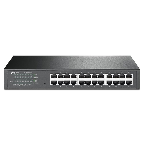 TP-Link 24 Port Gigabit Switch Easy Smart Managed Plug & Play Desktop/Rackmount Sturdy Metal w/ Shielded Ports Support QoS, Vlan, IGMP & LAG (TL-SG1024DE),Black