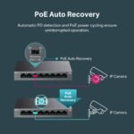 TP-Link LS108GP | 8 Port PoE Gigabit Ethernet Switch | 8 PoE+ Port @ 62W | Plug & Play | Extend Mode | PoE Auto Recovery | Desktop/Wall Mount | Silent Operation