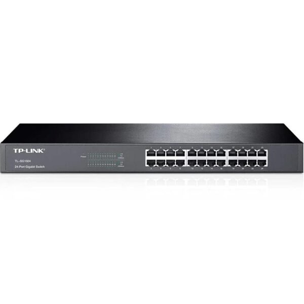 TP-Link TL-SG1024 | 24 Port Gigabit Ethernet Switch | Plug and Play | Sturdy Metal w/Shielded Ports | Rackmount | Fanless | 3 Year Manufacturer Warranty | Unmanaged, Black