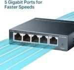TP-Link TL-SG105, 5 Port Gigabit Unmanaged Ethernet Switch, Network Hub, Ethernet Splitter, Plug & Play, Fanless Metal Design, Shielded Ports, Traffic Optimization