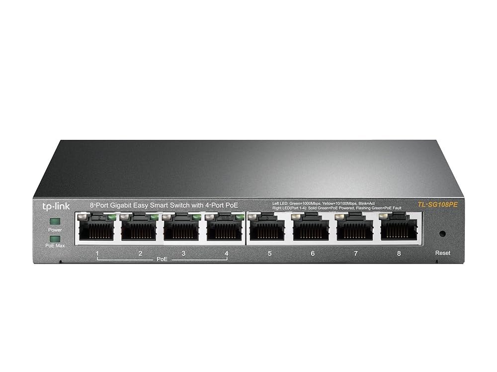 TP-Link TL-SG108PE V3 | 8 Port Gigabit PoE Switch | Easy Smart Managed | 4 PoE+ Ports @64W | Plug & Play | Sturdy Metal w/ Shielded Ports | Fanless | QoS, Vlan & IGMP | Limited...