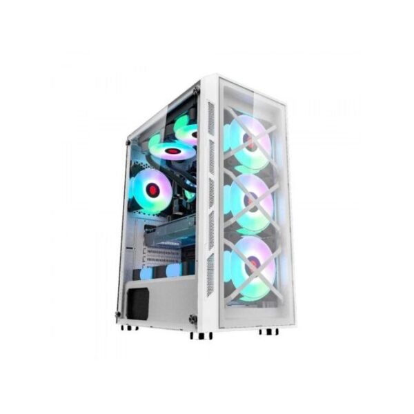 Trio Boitier Gamer TRIO 4DF RGB Mid Tower Gaming PC Case – Blanc