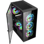 Trio Boitier Gamer TRIO 4DF RGB Mid Tower Gaming PC Case – Noir