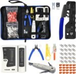VCELINK RJ45 Crimp Tool, All-In-One Ethernet Pass Through Crimper for CAT7 CAT6A CAT6 CAT5e CAT5 Ethernet Connectors by Screw Adjustment (Kit-with Punch down Tool)