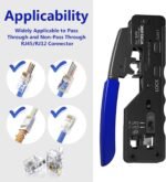 VCELINK RJ45 Crimp Tool, All-In-One Ethernet Pass Through Crimper for CAT7 CAT6A CAT6 CAT5e CAT5 Ethernet Connectors by Screw Adjustment (Kit-with Punch down Tool)