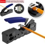 VCELINK RJ45 Crimp Tool, All-In-One Ethernet Pass Through Crimper for CAT7 CAT6A CAT6 CAT5e CAT5 Ethernet Connectors by Screw Adjustment (Kit-with Punch down Tool)